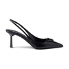 Black Saffiano Leather Sandals with Triangle Logo