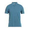 Blue Cotton Polo Shirt with Three-Button Collar