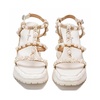 White Leather Wedge Sandals