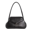 Black Leather Shoulder Bag with Silver Hardware