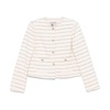 Ecru Button-Up Collarless Jacket with Pockets