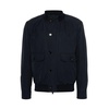 Navy Blue Silk Stand-Up Collar Jacket