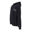 Black Cotton Hooded Sweatshirt with Embroidered Logos