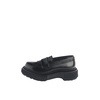 Black Leather Perforated Moccasin Shoes