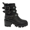 Black leather ankle boots with buckles and studs