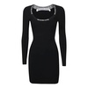 LOGO JACQUARD TRIM BODYCON SCOOP NECK DRESS