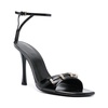 Stitch heeled sandals in leather with crystals details