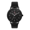 Black Leather Quartz Analog Watch
