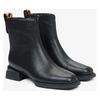 Black Leather Ankle Boots with Leopard Print Detail