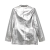Silver-tone Button Jacket with Flap Pockets