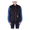 Black Sleeveless Logo Front Zipper Coat