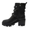 Black leather ankle boots with buckles and studs