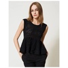 Flared Knit Top with Floral Design