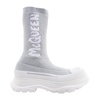 Gray Stretchylon Ankle Boots