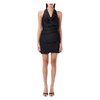 Black Satin Mini Dress with Cowl Neckline