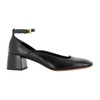 Black Leather Square Toe Heels