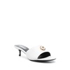 White Leather Kitten Heel Sandals