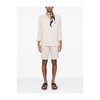 White Linen Bowling Collar Overshirt