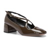 Brown Leather Heart Cutout Pumps