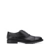 Black Leather Lace-Up Flat Shoes