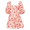 Pink Linen Dress with Blouson Sleeves