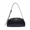 Black Leather Shoulder Bag with Zipper