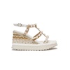 White Leather Wedge Sandals