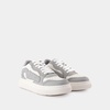 Grey Leather Puff Sneakers