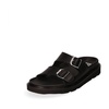 Silver Leather Mules with Adjustable Buckles