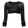 Black Semi-Sheer Crop Top Long Sleeve