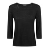 Black Linen Top Three-Quarter Sleeves