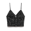 Sequin V-Neck Top with Charm