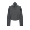 Heather Grey Ponte Top with Sculptural Sleeves