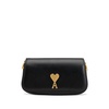 Black Leather Shoulder Bag with Gold Hardware