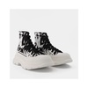 White Fabric Platform Sneakers