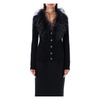 Feather Trim V-Neck Black Cardigan