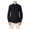 Black Mandarin Collar Long Sleeve Shirt