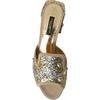 Gold Sequin Leather Heels Sandals Shoes