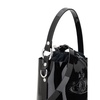 Patent Leather Drawstring Bucket Bag with Orb Detailing