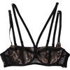 Black Floral Lace Nylon Balconcino Bra Underwear