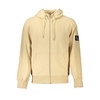 Elegant Beige Zip Hooded Sweatshirt
