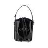 Patent Leather Drawstring Bucket Bag with Orb Detailing