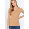long slv v-neck placket thermal top