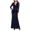petites womens metallic gathered evening dress