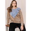 contrast washed denim top