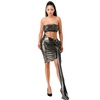 strapless metallic dress