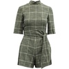 virgil check print tie belt playsuit in black viscose