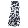 floral print knee-length dress in navy and white polyester