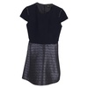 mini two-tone short sleeve dress in navy blue and silver polyester