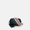 the mini tassel black leather phone bag with red & black zigzag strap